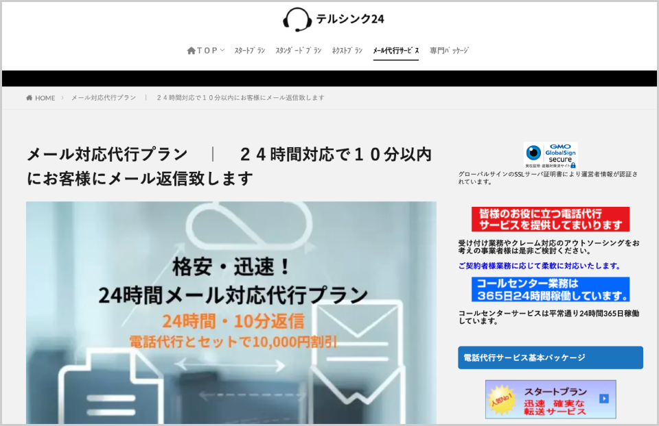 テルシンク24公式Webサイトのキャプチャ画像