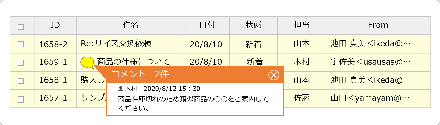 「コメント機能」で指示出し